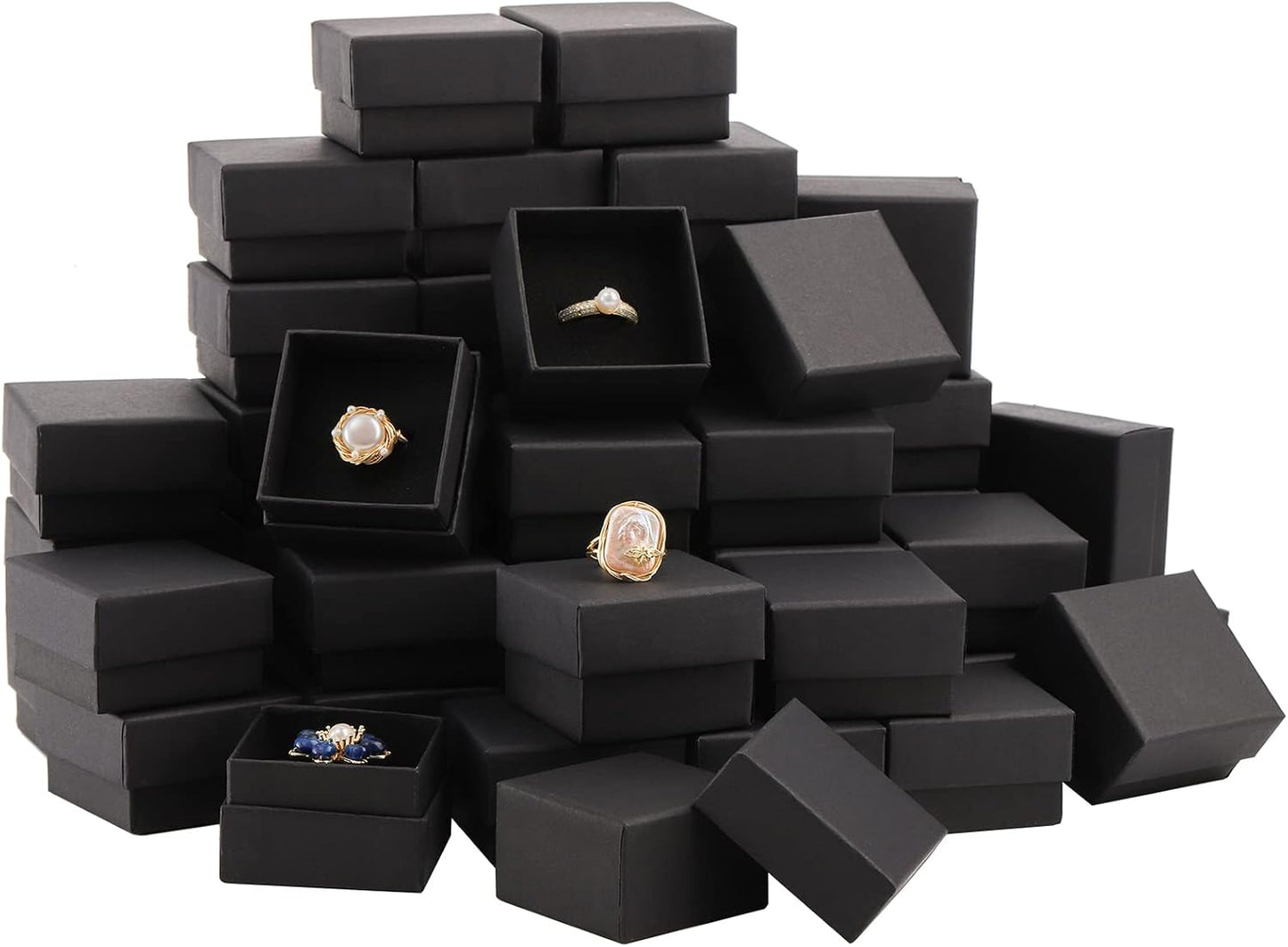 48 Cajas Regalo Joyas con Inserto Foam Negro