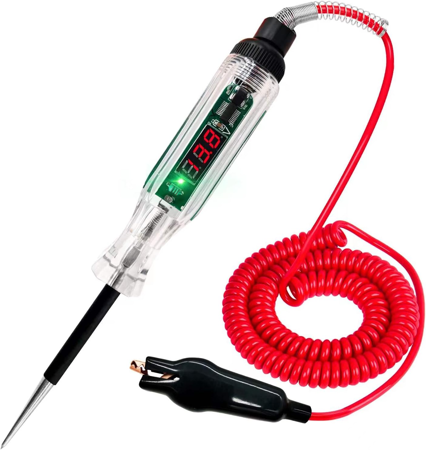 Probador circuito LED automotriz con voltímetro y sonda