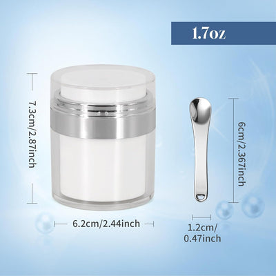 2 Pzas Bomba Sin Aire Cosmética con Espátula 1.7oz Recargables