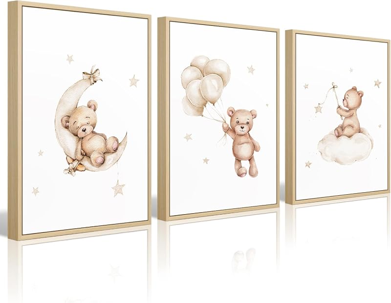 Set 3 Pzas Decoración Pared Guardería Osos Luna Estrella