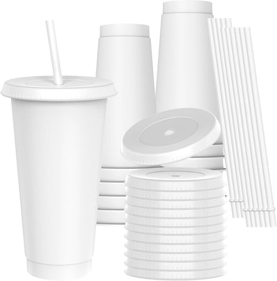 Vasos plástico 24oz con tapa pajita reutiliz. bebidas frías