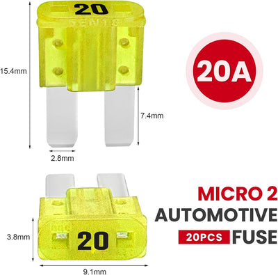 20 Pzas Fusible Coche 20A Universal para Vehículos