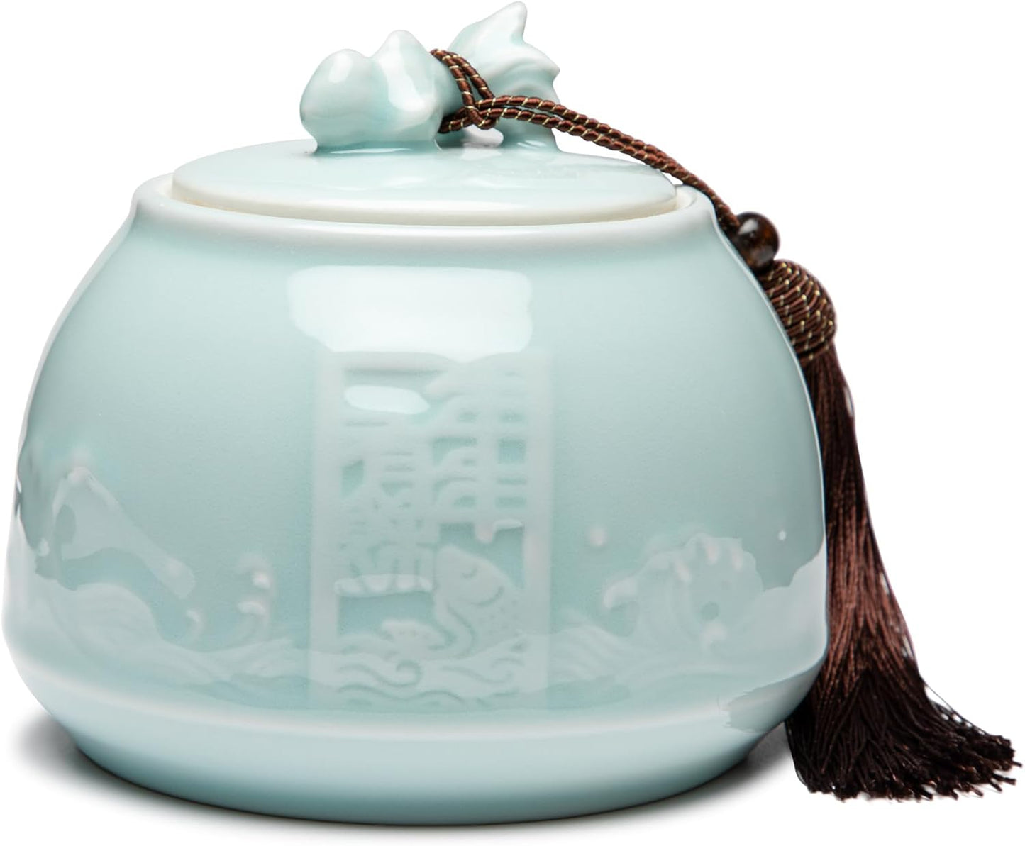 Frasco té porcelana verde hermético 20oz