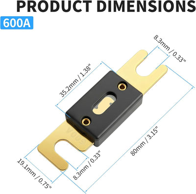 2 Pzas Fusible ANL 600A 32VDC para Auto Marino