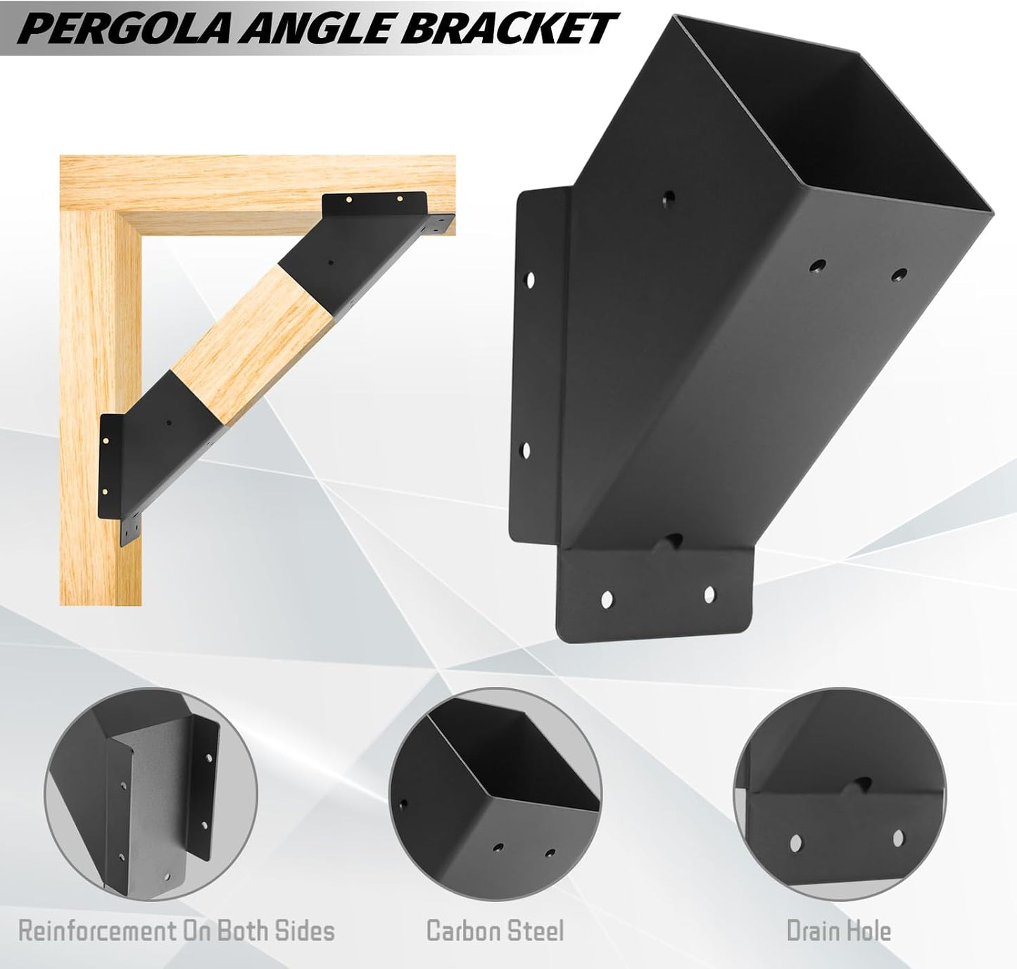 8 Soportes Pérgola Ángulo 45° para Madera 4x4"