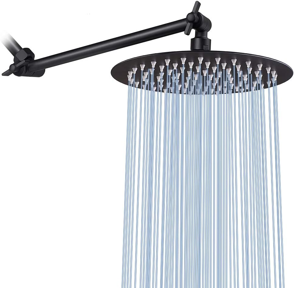 Cabezal ducha lluvia acero inox ajustable 11pulg negro mate