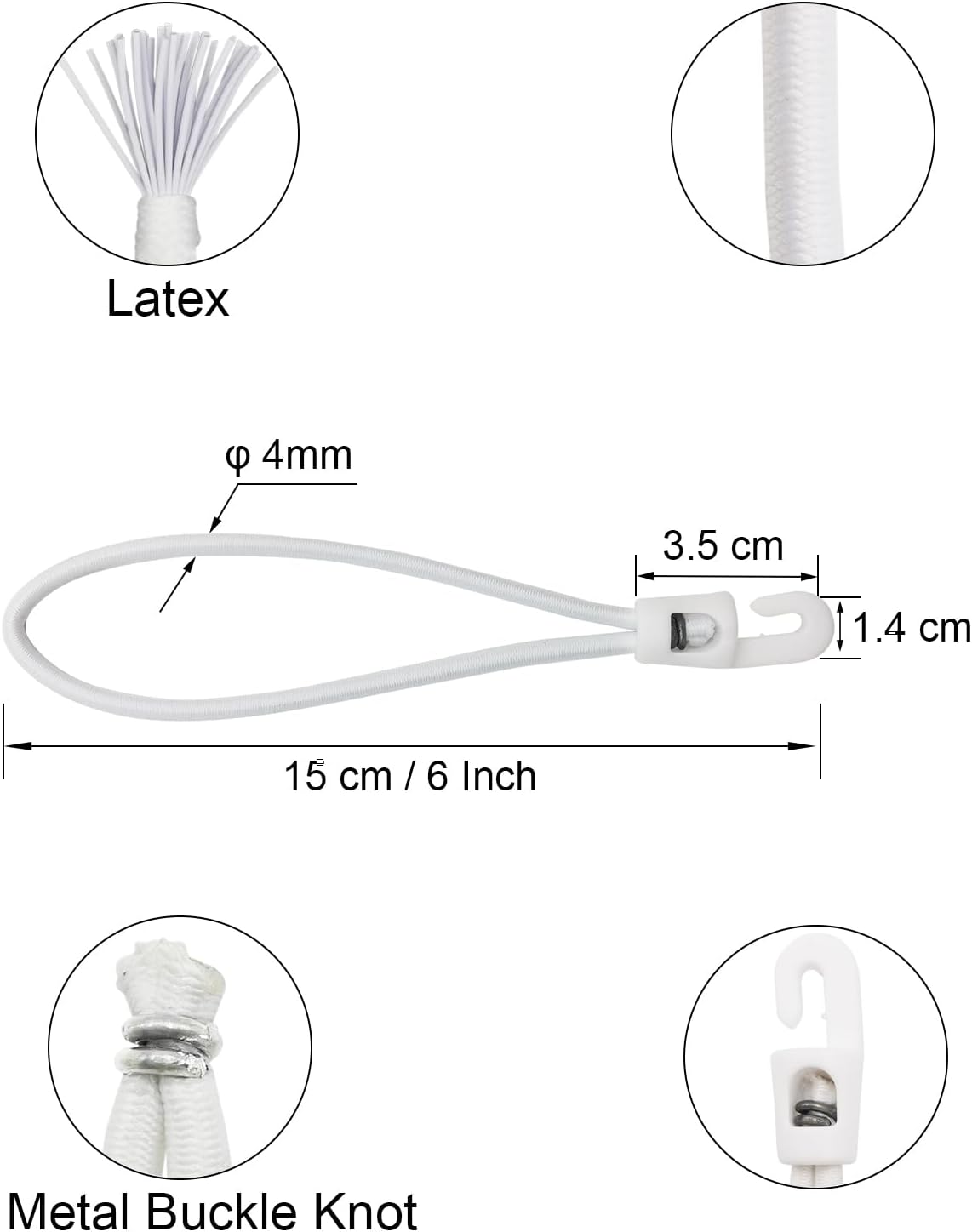Cuerdas elásticas con ganchos 6pulg lona resistente