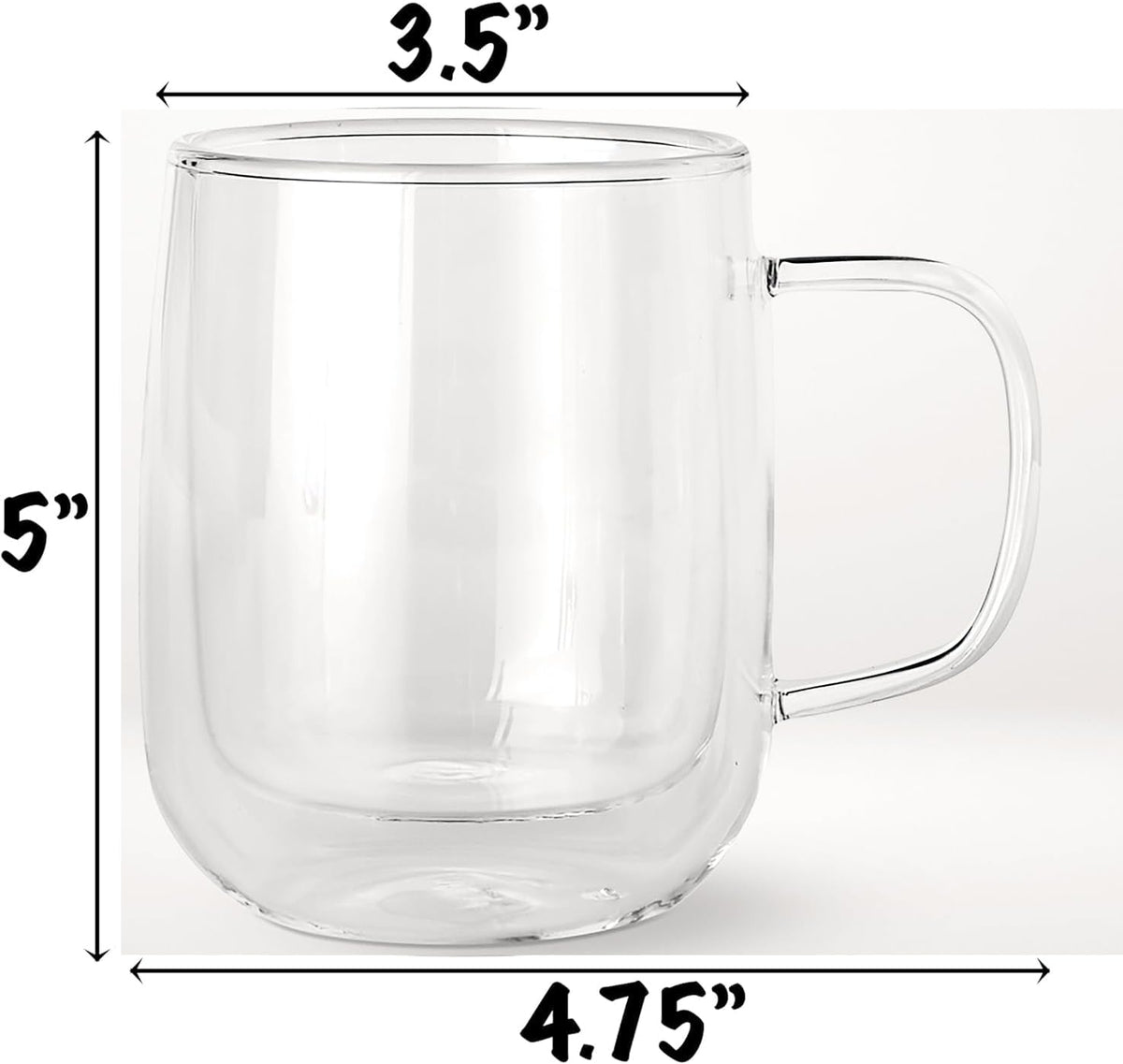 Tazas café vidrio doble pared 14oz set 2