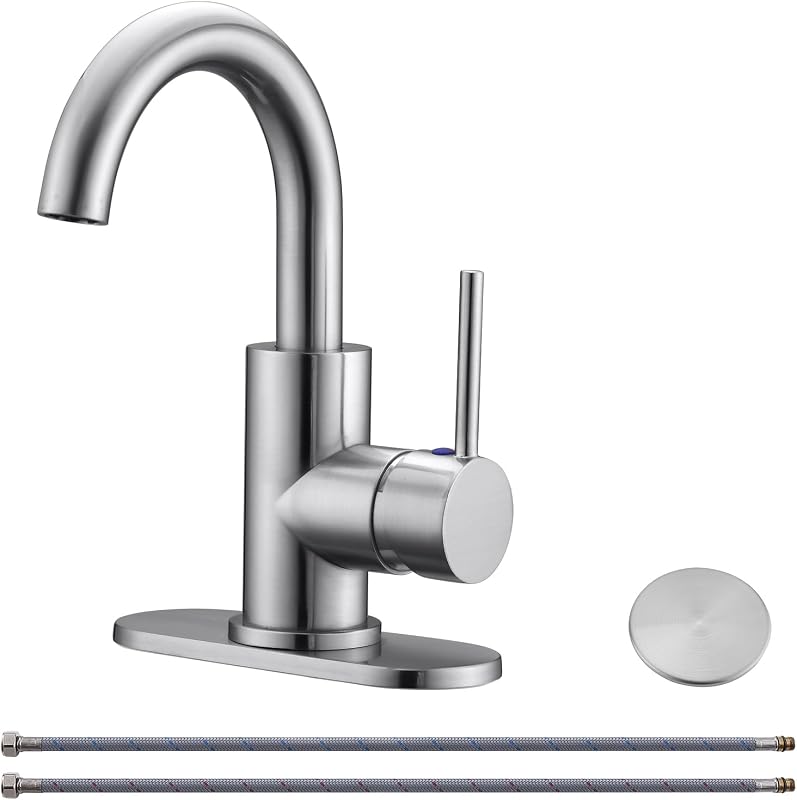 Grifo baño boquilla giratoria mango níquel cepillado