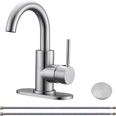 Grifo baño boquilla giratoria mango níquel cepillado