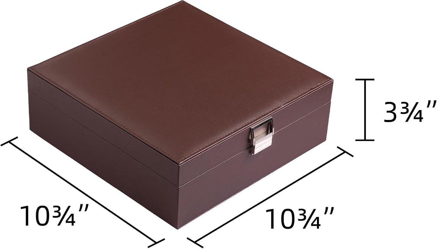 Organiz. aretes caja joyería 50 ranuras doble capa marrón