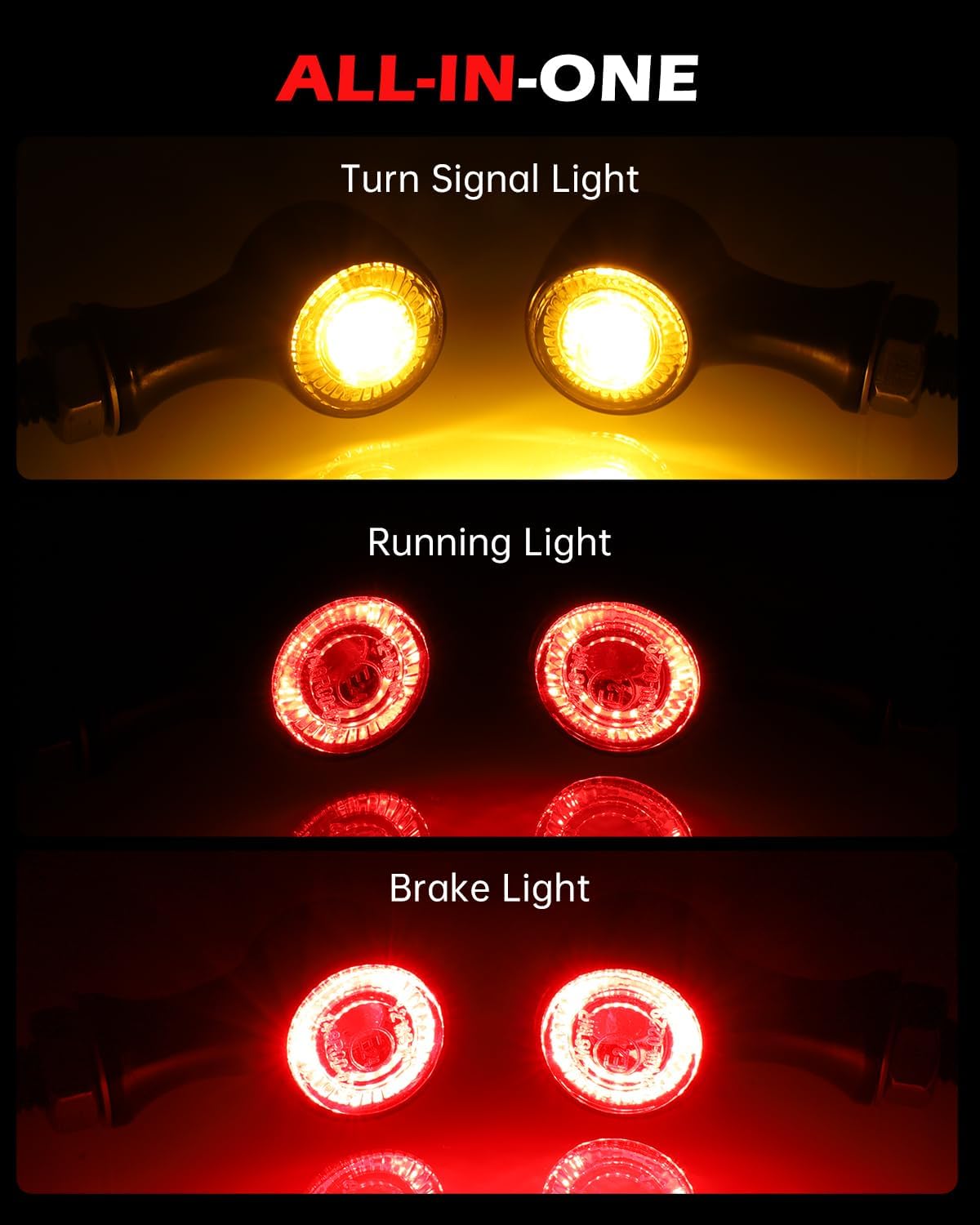 Luces LED giro redondas motocicleta negro rojo ambar universal