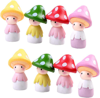 8 Muñecas Hongos Miniatura Decoración Jardín
