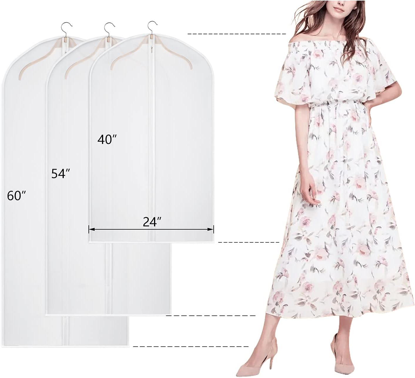 12 Pzas Bolsas Colgantes con Cremallera para Ropa 24x40