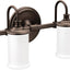 Lámpara baño doble montaje 2 luces vidrio esmerilado bronce