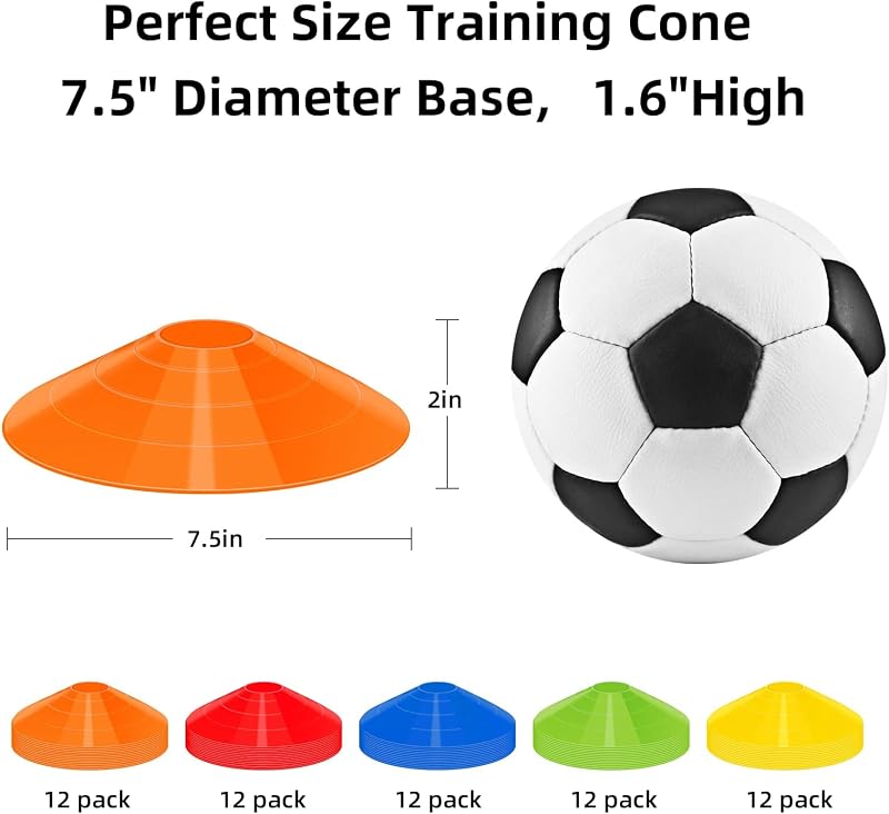 Pack 60/120 Conos Fútbol Entrenamiento con Bolsas