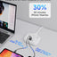 Adaptador 2 a 3 clavijas con 3 salidas y 4 USB 5ft blanco