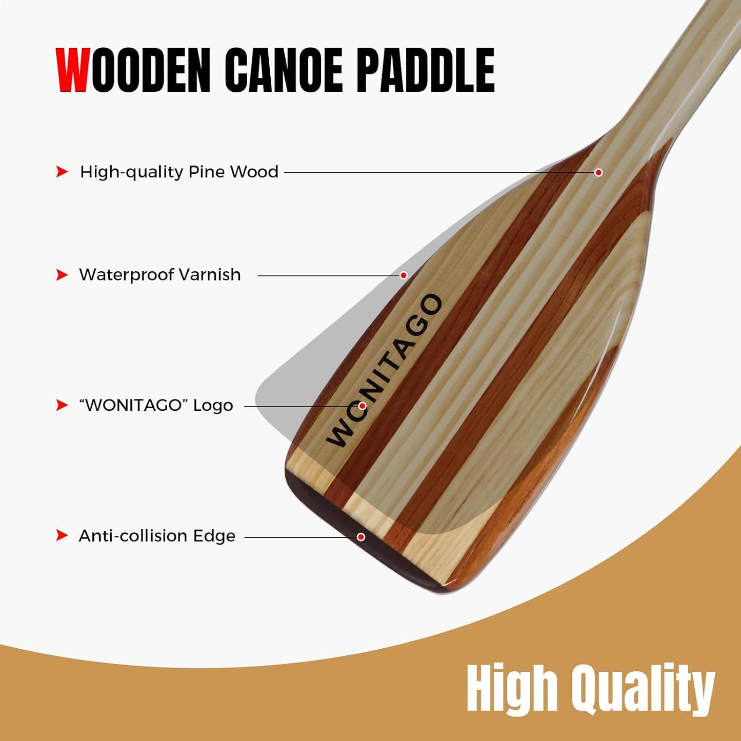 Remo madera canoa borde anticolisión 29.9" 48" 57.5"