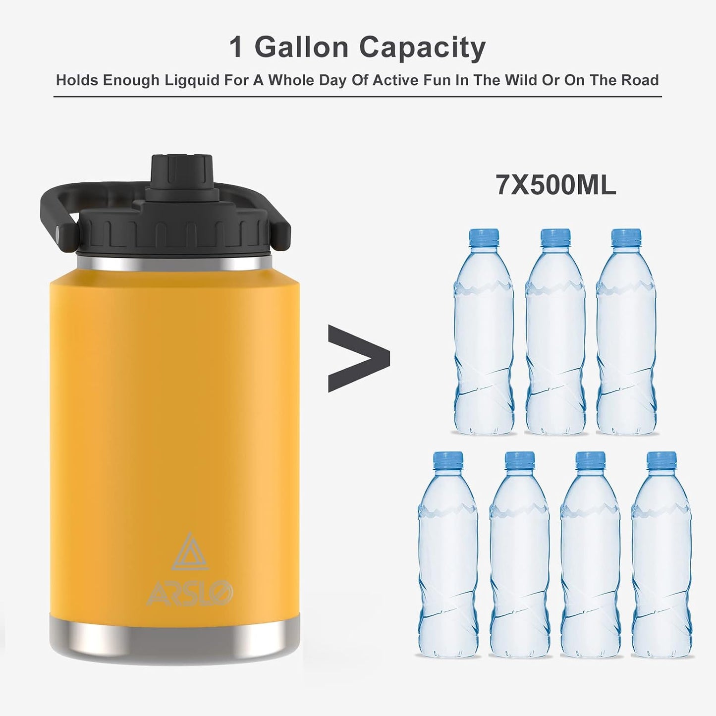Jarra Agua Aislada Acero Inox 1 Galón con Asa