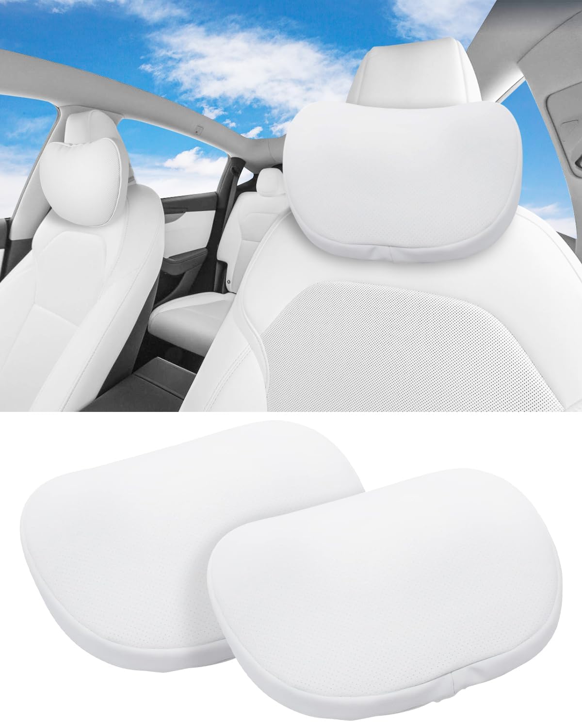 Almohada reposacabezas piel napa comp Tesla Modelo 3/Y/X/S 2