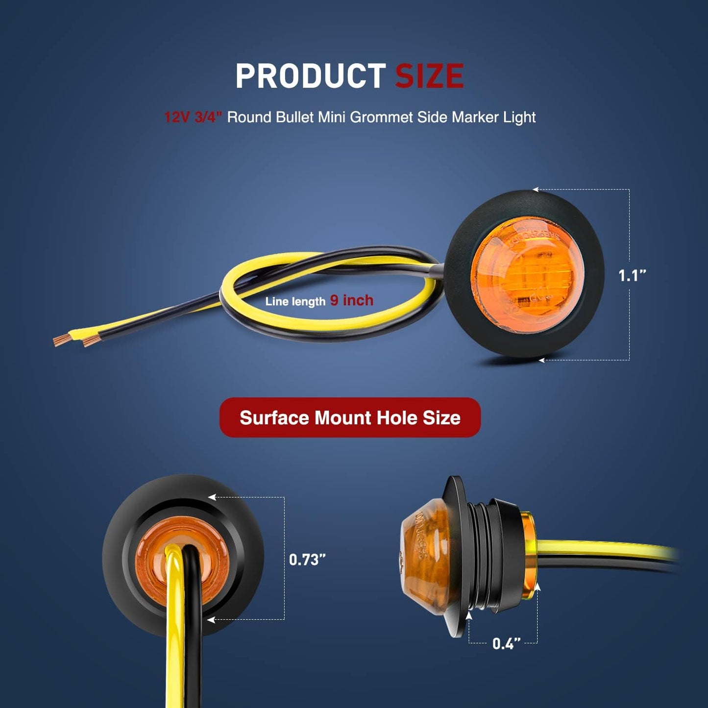 30 Pzas Luces LED Redondas 3/4" para Camión RV Coche