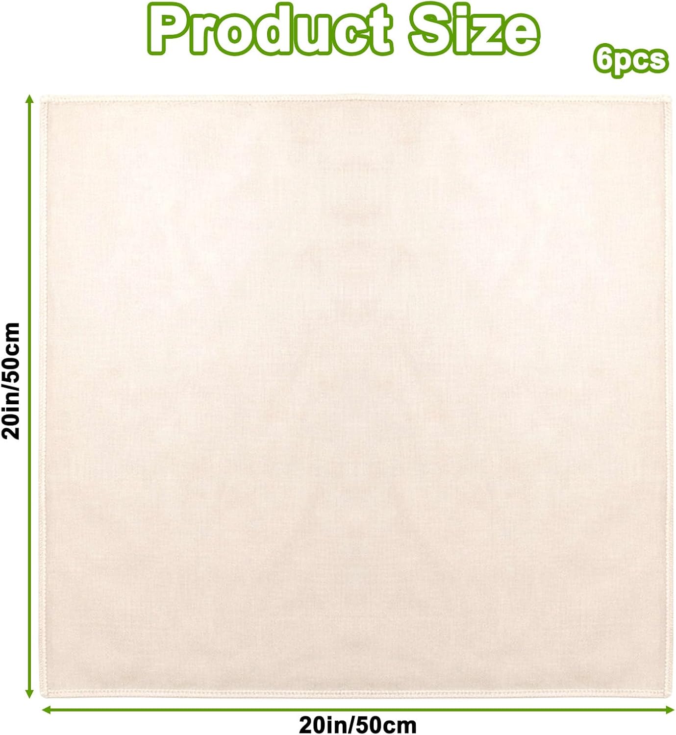 6 Pzas Paños Algodón Sin Blanquear 20x20pulg