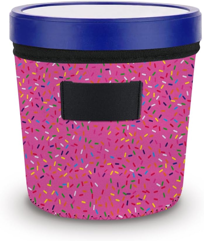 Funda reutiliz. helado con soporte cuchara diseño donas