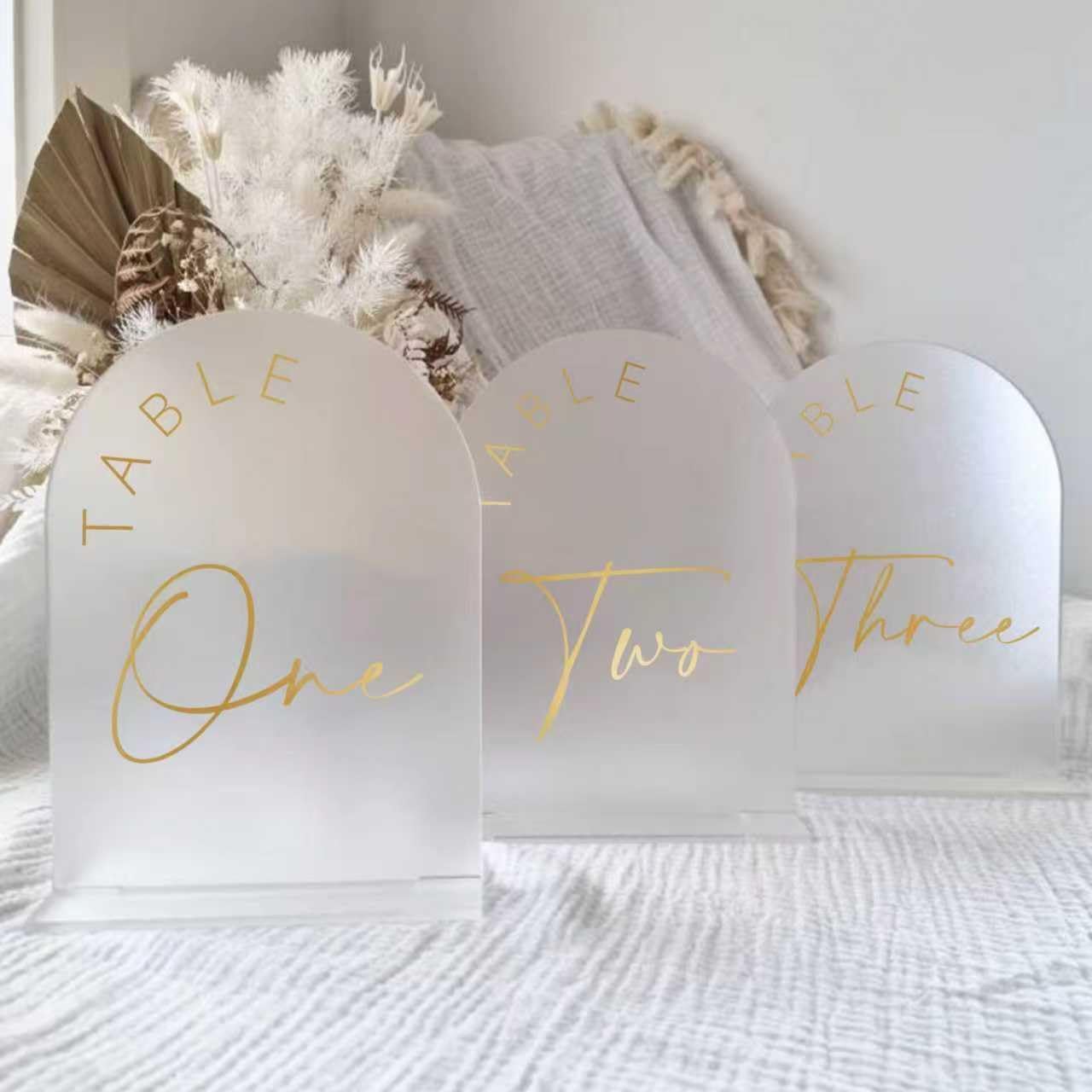 Mesa boda arco esmerilado números 1-30 letrero dorado