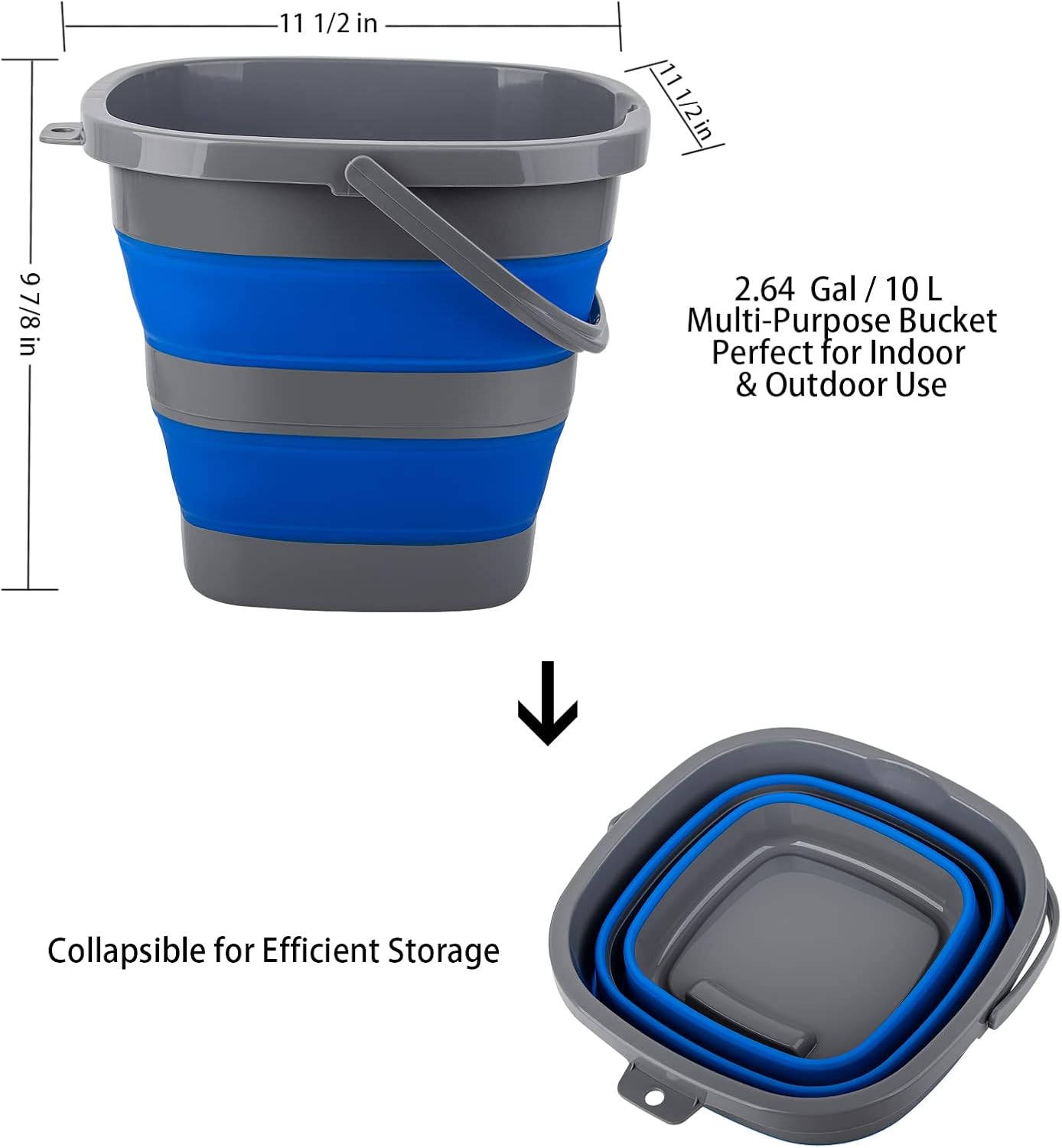 Cubo plegable 10L plástico para limpieza jardín y campamento