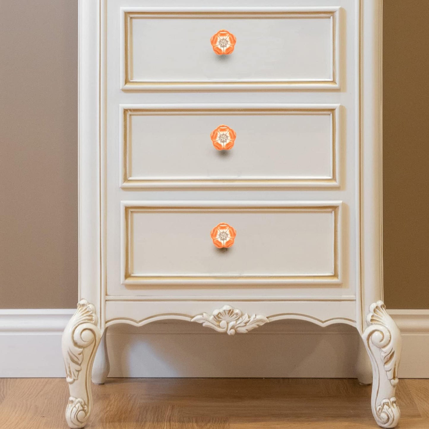 6 Pzas Pomos Cerámica Decorativos Hogar Cocina Naranja