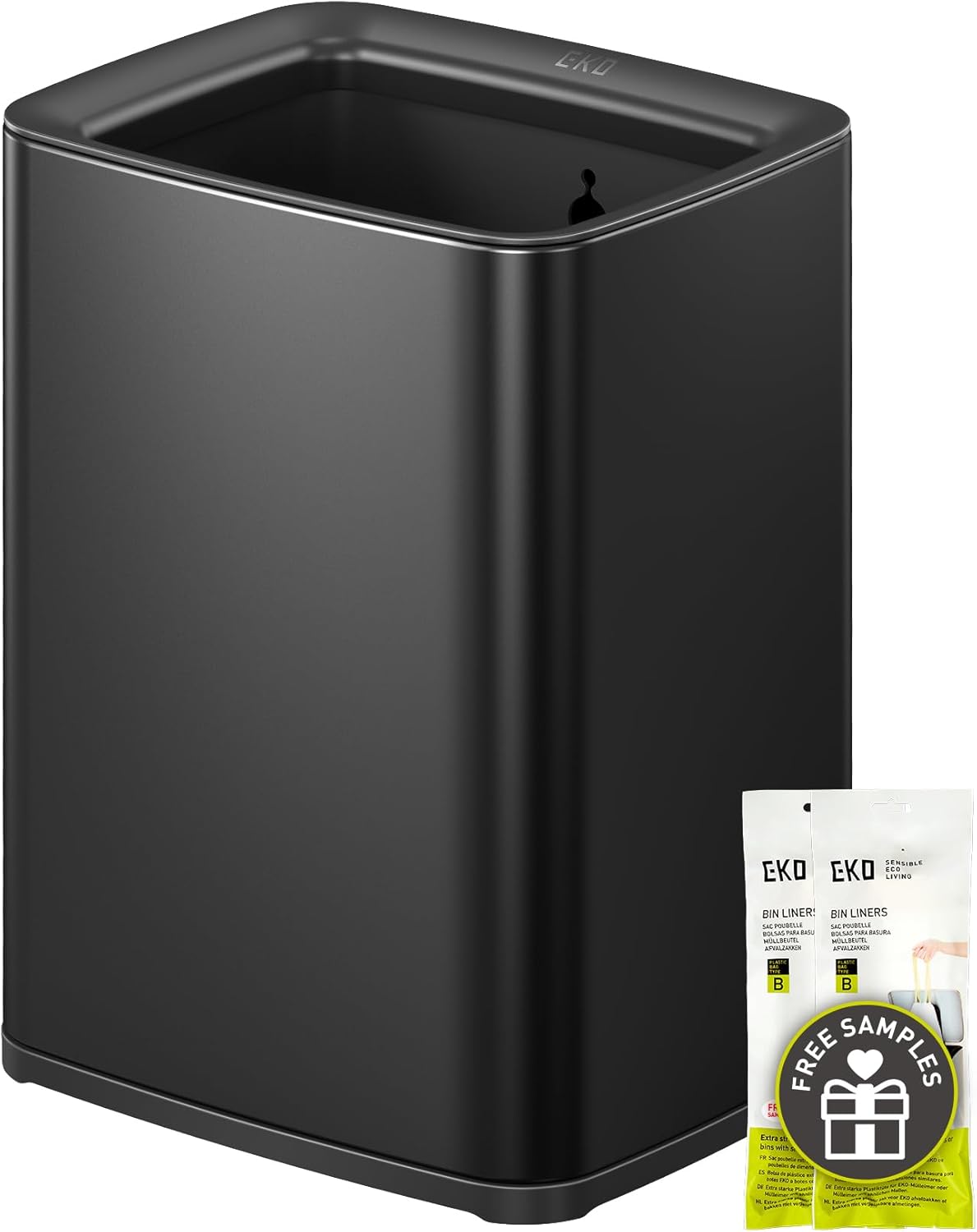Cubo basura acero inox negro mate 10L con cesta