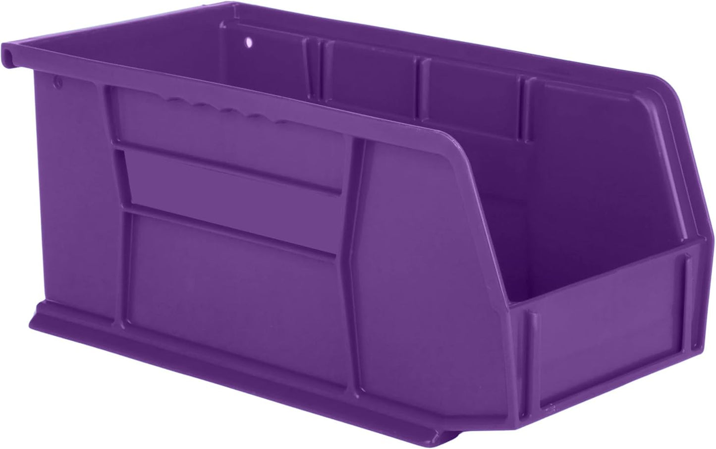 Contenedor plástico apilable 11x5.5x5pulg para colgar morado