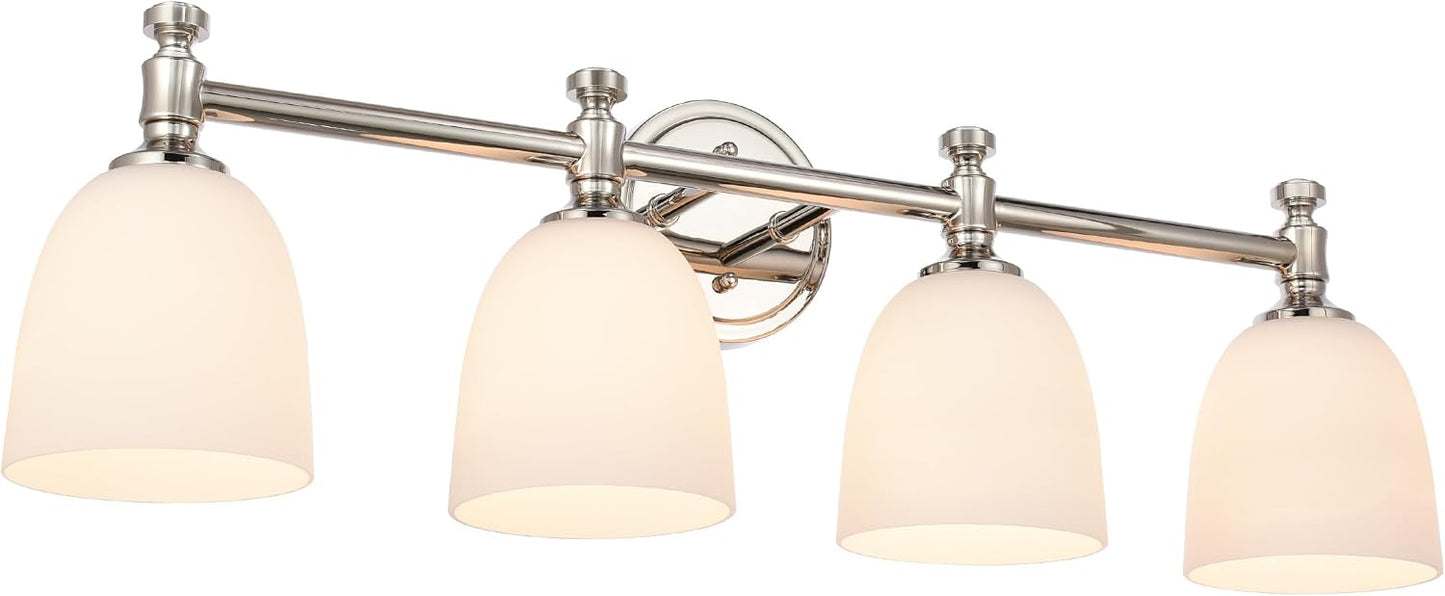 Luz tocad. baño 4 luces soporte vidrio campana blanco E26