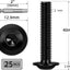 25 Pzas Pernos Botón Acero Inox 304 Rosca 1.0x40mm Negro