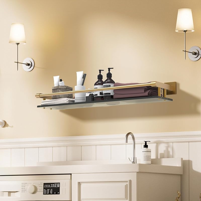 Estantería vidrio baño 24" acero inox estantes pared