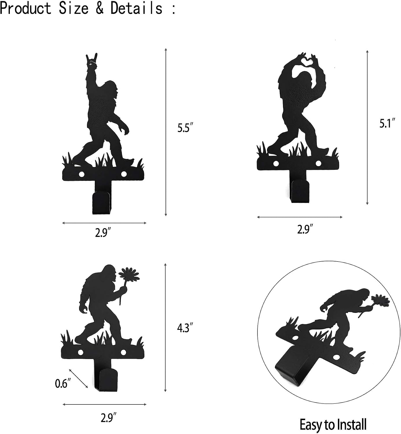 Set 4 ganchos Bigfoot para decorar pared sala patio