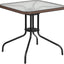 Mesa cristal cuadrada 28" borde ratán negro