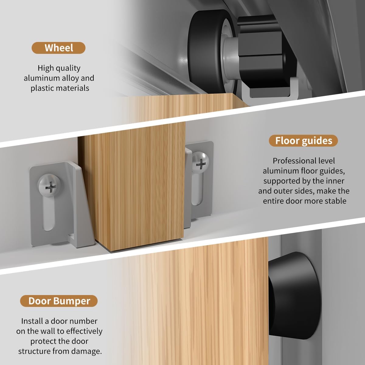 Set rieles puerta bolsillo 72" aluminio color plateado