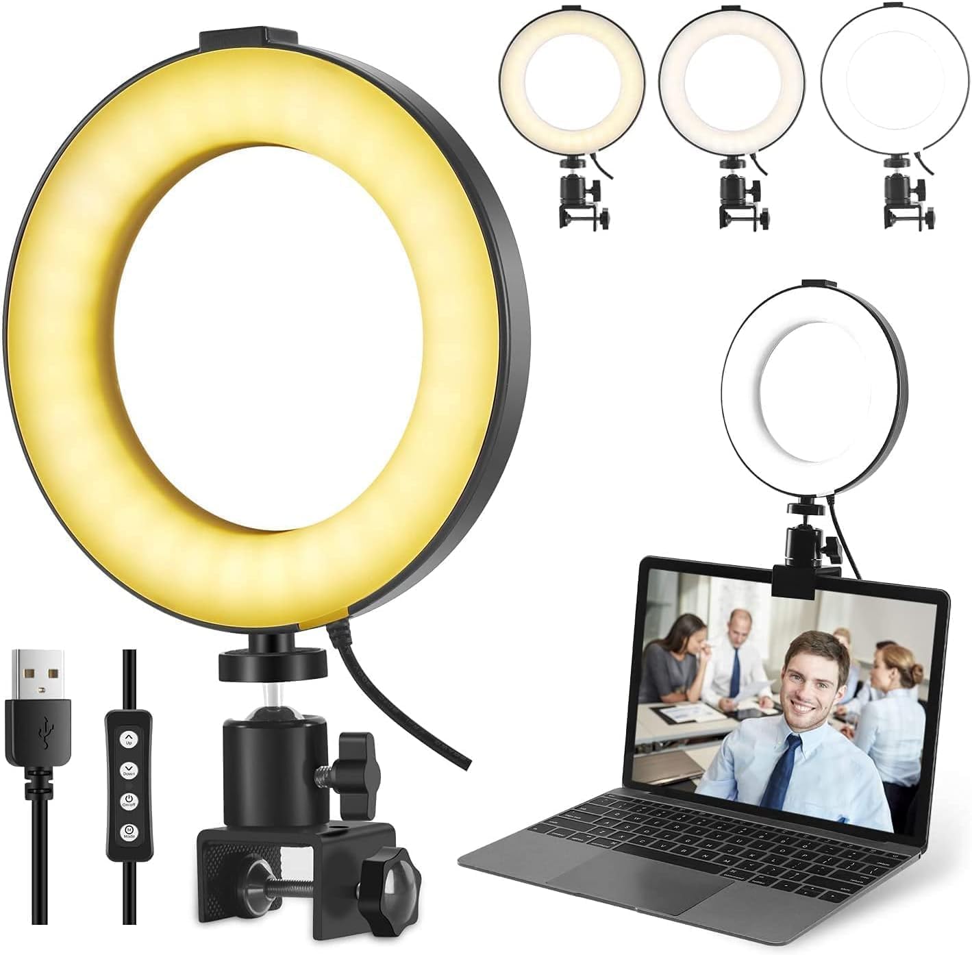 Luz anillo LED regulable para videoconferencias y selfies