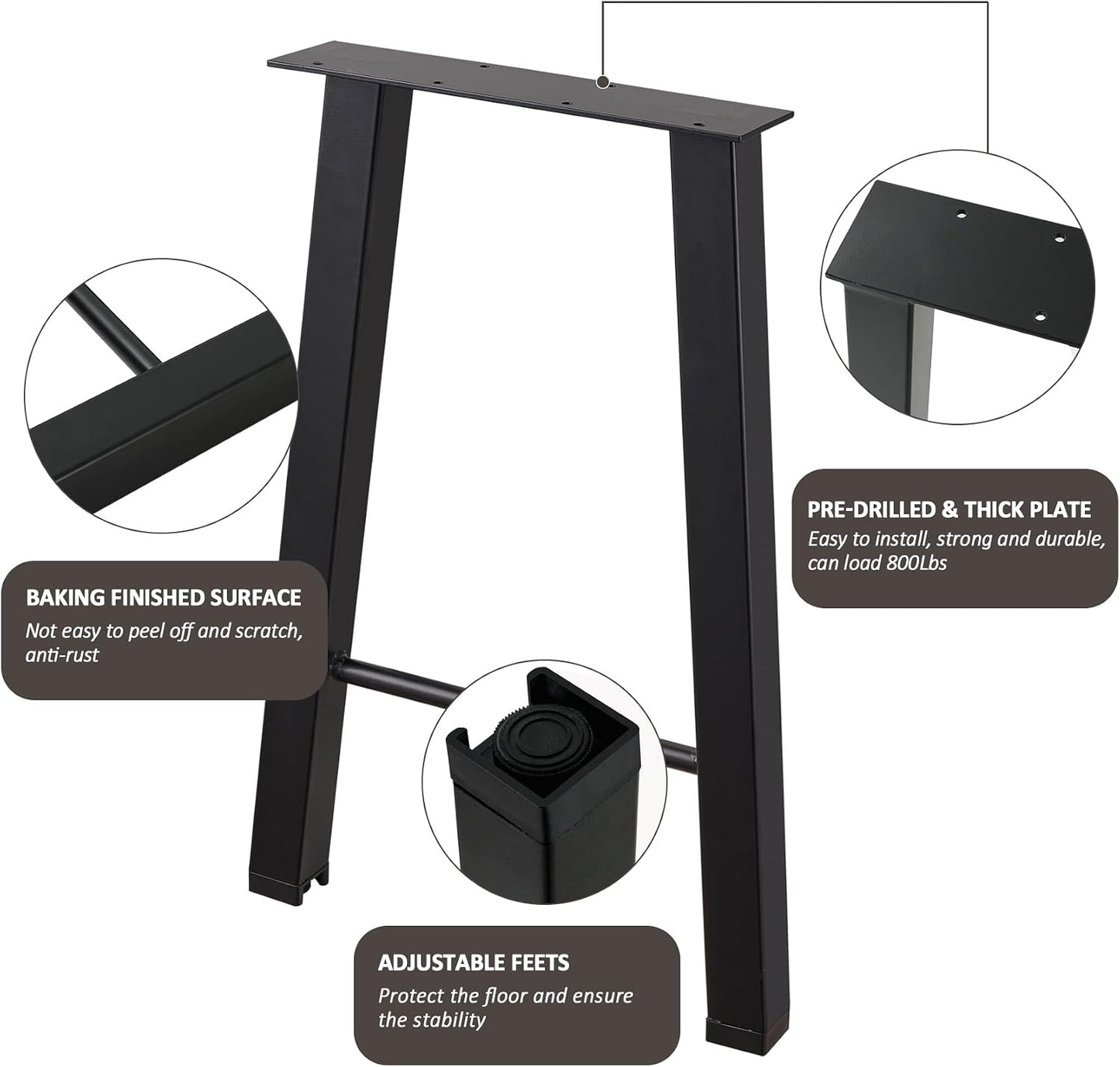Patas metal mesa centro 22pulg set 2 negro