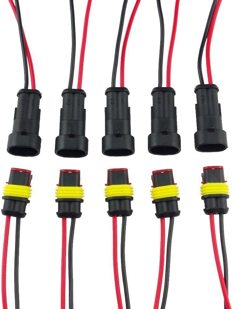 Conector eléctrico auto 5uds 2 terminales impermeable cable AWG