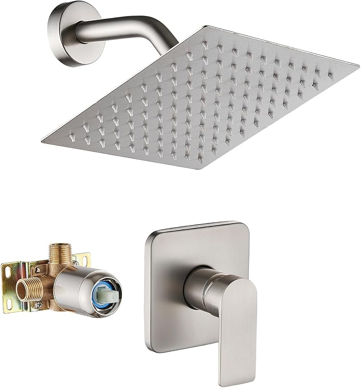 Grifo ducha níquel cepillado sistema lluvia 8" acero inox