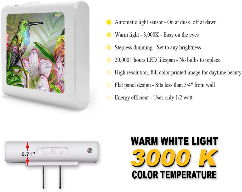 Luz nocturna LED regulable sensor atardecer brillo ajustable