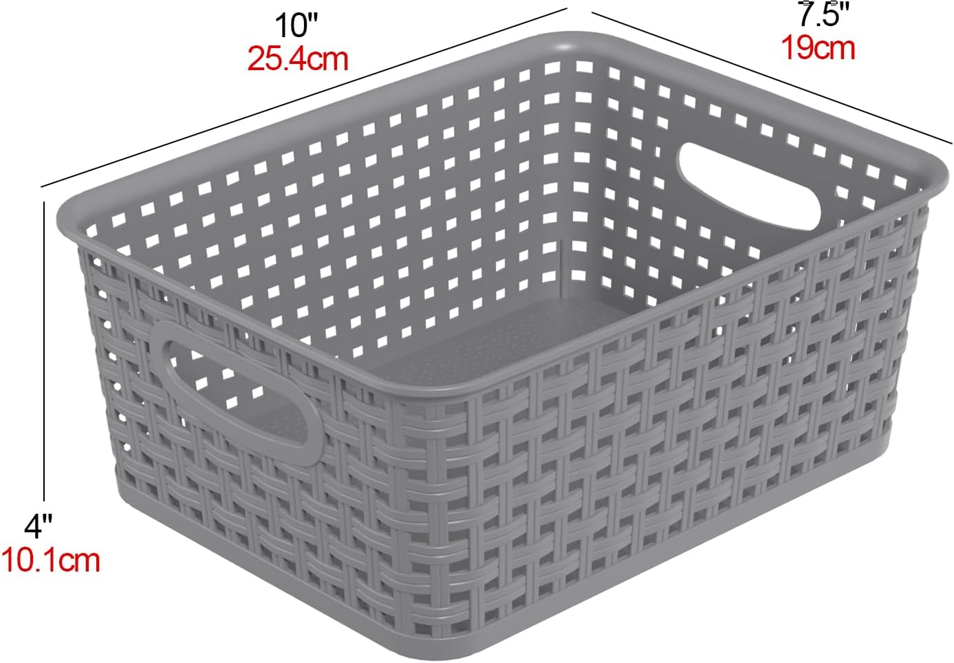 6 Pzas Cestas Plástico Tejidas para Estantería y Armario Gris