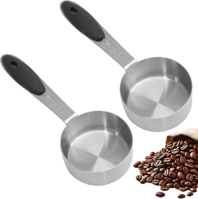 Taza medidora 1/4 taza con 2 cucharas acero inox mango silicona