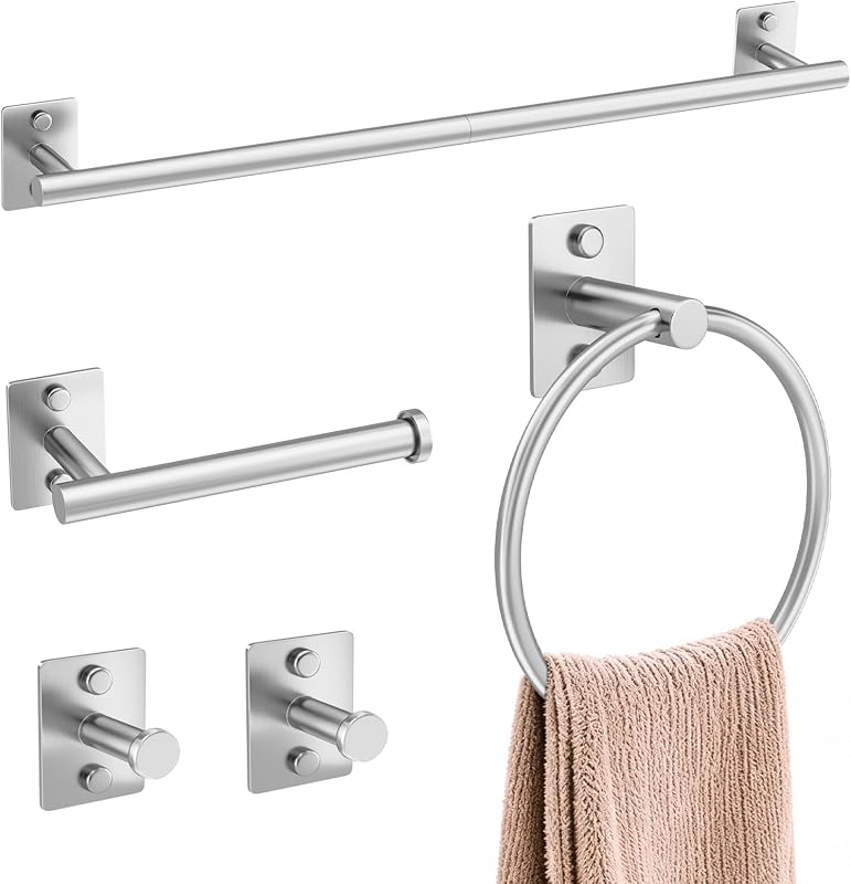 Set 5 accesorios baño níquel cepillado 23.6"