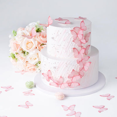 50 Adornos Mariposa Rosa para Cupcakes Decoración Pastel