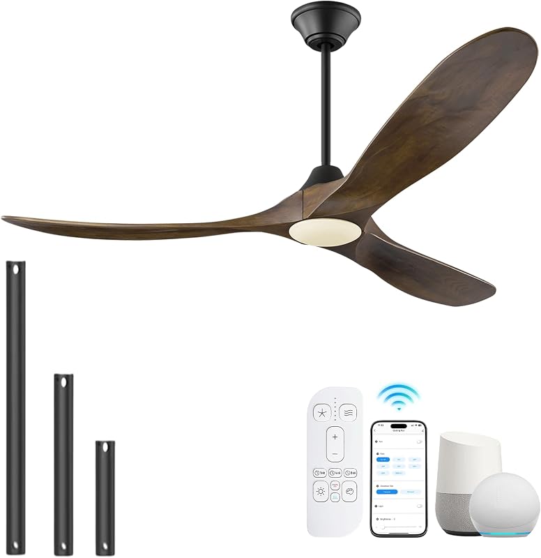 Ventilador techo 70pulg madera 3 aspas luces control remoto