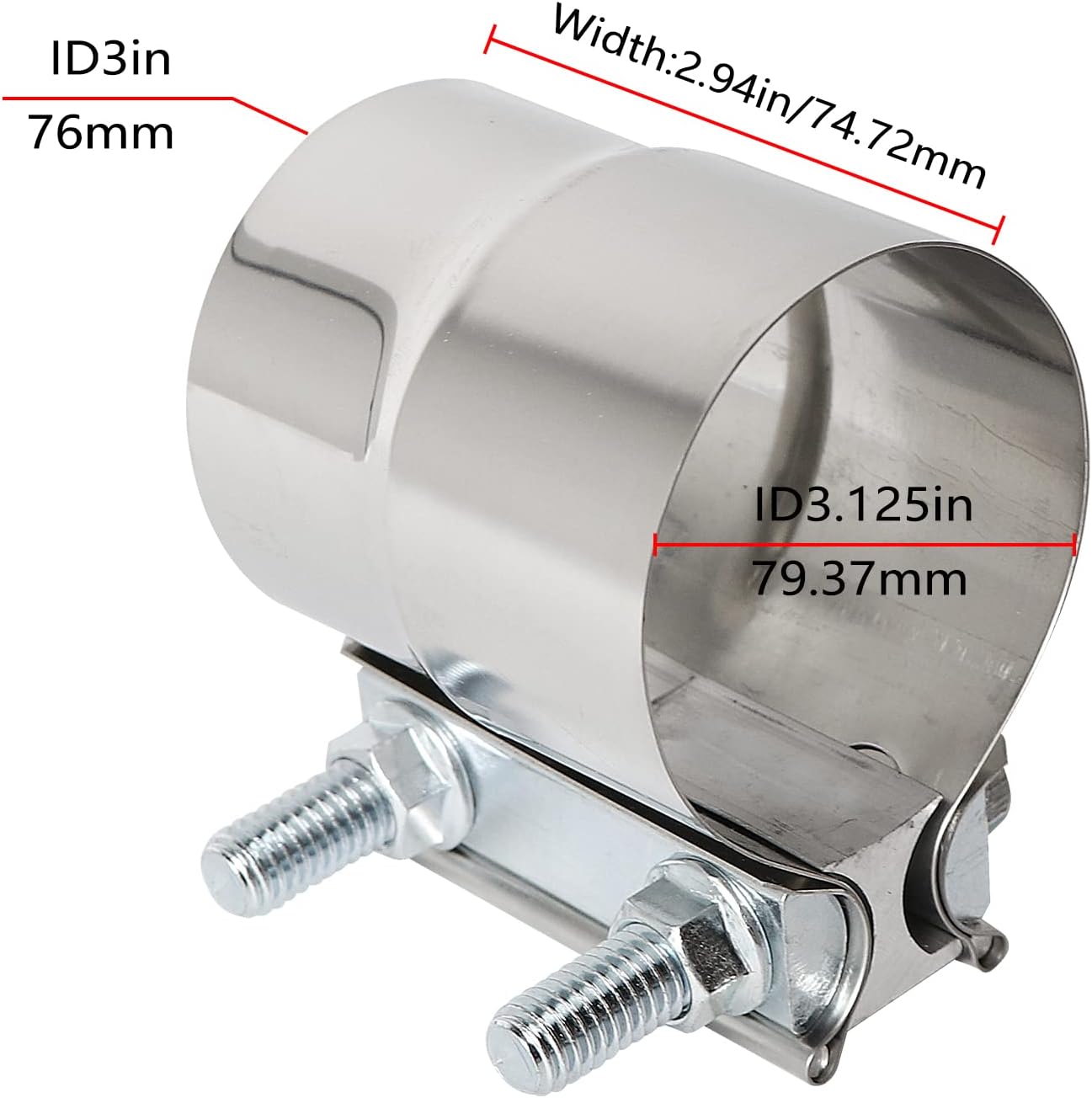 Abrazadera escape 3" acero inox 304 2 Uds