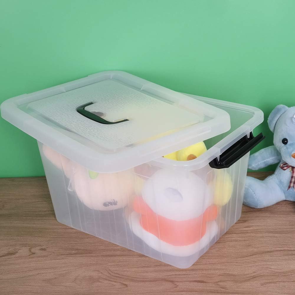 Caja almacenamiento transparente 12qt con tapa pestillos